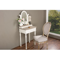 Baxton Studio PLM5VM/M B-CA Anjou Traditional French Accent Dressing Table with Mirror